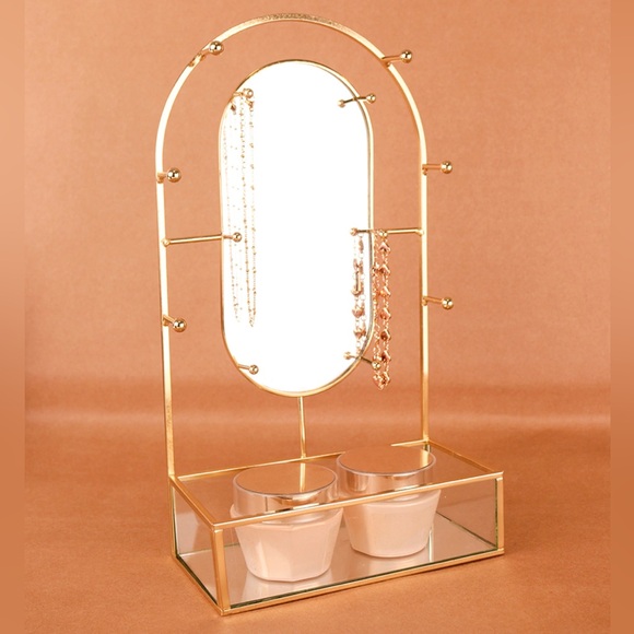 Urban Outfitters Other - Urban Outfitters Minimalist Faye Jewelry Mirror Vanity Storage Holder in Gold